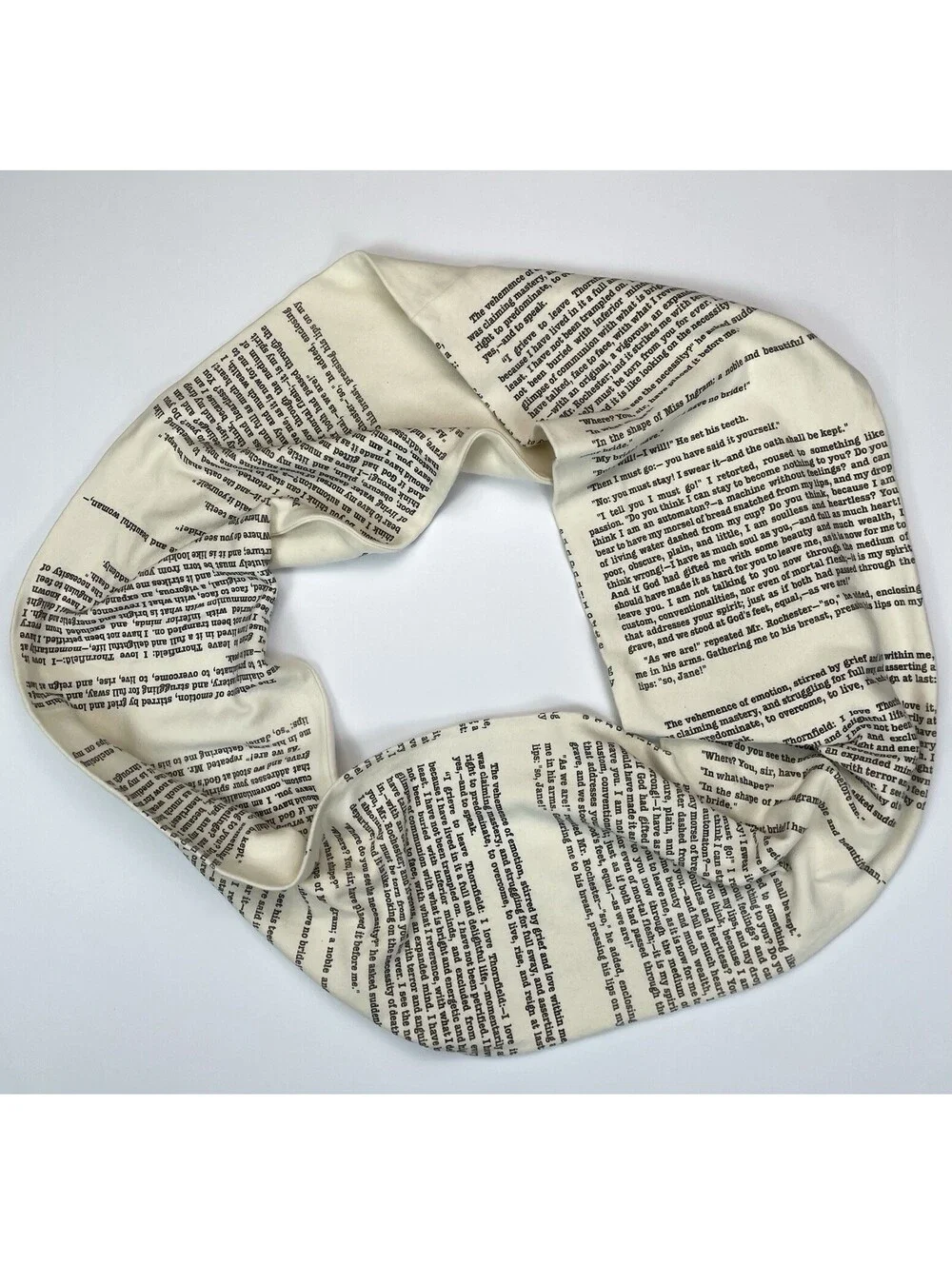Storiarts Jane Eyre Book Scarf Literary Infinity Jersey Knit Cream
